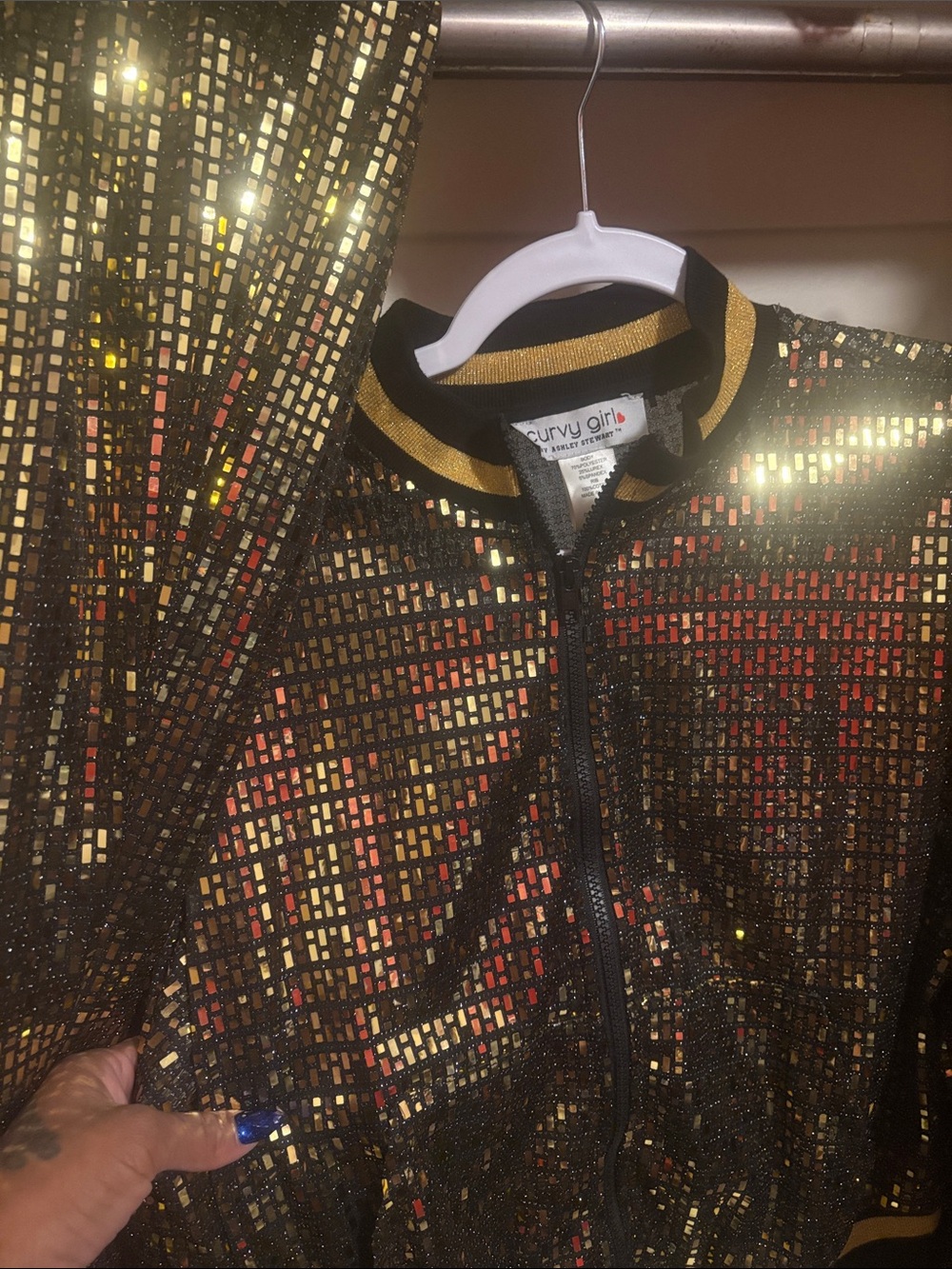 Metallic Gold & Black Bomber Jacket